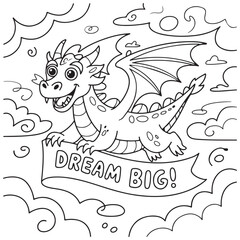 Fun Dragon Coloring Pages for Kids Spark Vector Imagination and Creativity. with white background