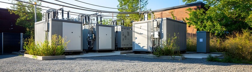 Outdoor Electrical Equipment Enclosures on Gravel Ground