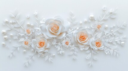 Elegant paper roses and pearls floral arrangement