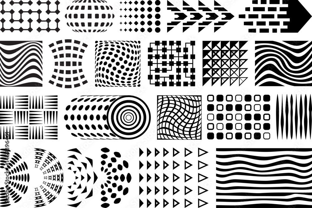 Poster abstract geometric graphic design elements. shapes and dotted halftone patterns for your printing an