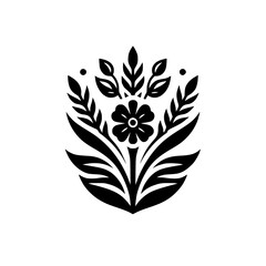 Black and White Floral Motif Design - Decorative, Elegant, Vector