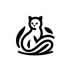 Minimalist Cat Logo: Black and White Design, Modern Pet Illustration