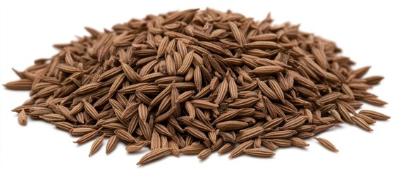 Caraway seeds close up on white background