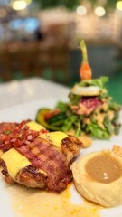 Chicken steak with salad. Healthy food. 