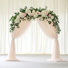 Wedding arch with flowers and drapes