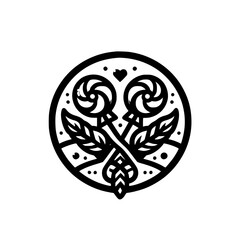 Black and White Lollipop Icon: Sweet Delight Emblem, Vector Art