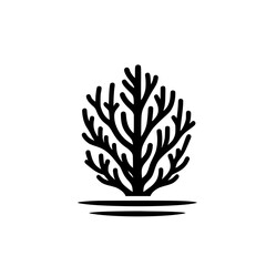 Minimalist Coral Reef Silhouette Illustration - Black & White Design