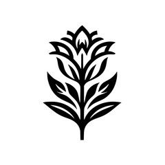 Bold Floral Emblem, Black & White Graphic Design, Minimalist Style