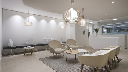 living room interior. modern grey armchair near panoramic windows.
