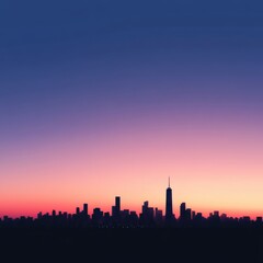 City skyline at sunset