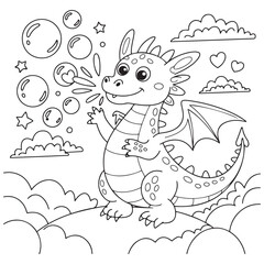 Fun Dragon Coloring Pages for Kids Spark Vector Imagination and Creativity. with white background