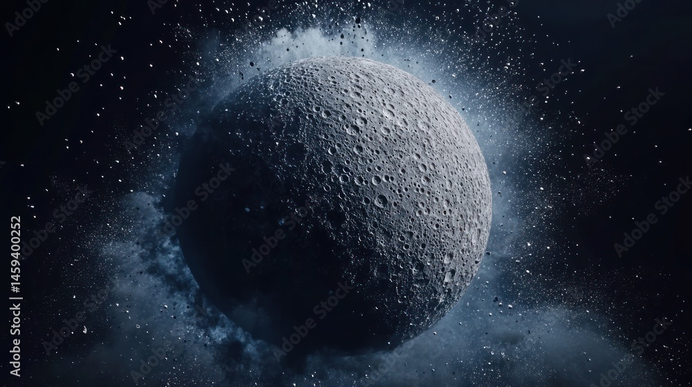 Poster celestial body exploding in space