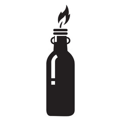 Sleek Molotov Cocktail silhouette, explosive design and precision – Molotov Cocktail illustration – Minimalist Molotov Cocktail vector – Weapon silhouette

