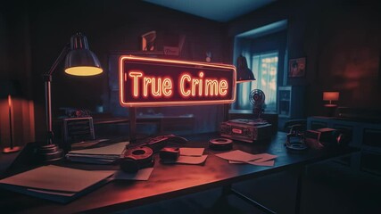 Moody True Crime Desk Scene Design - Powered by Adobe