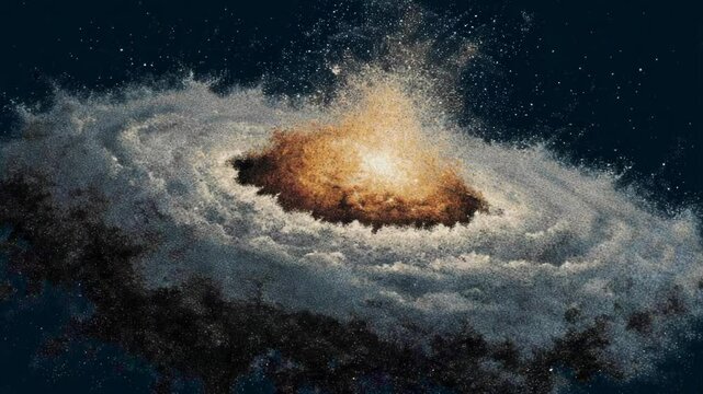 Cosmic galaxy formation artistic render