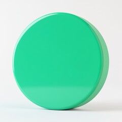 Bright mint green circle on white background.  Detailed 3D render of a solid, smooth, circular object