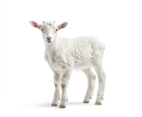 Fototapeta premium Adorable White Kid Goat: A Serene Studio Portrait