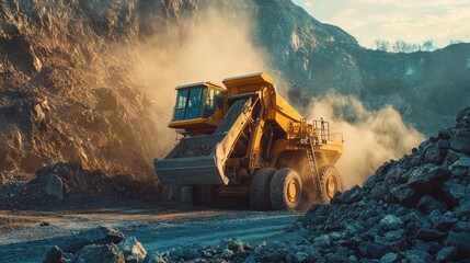 Heavy machinery in a quarry