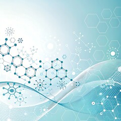 White and light blue medical abstract gradient background with molecules. web banner. Medical background in white and light blue gradient with molecular design.Science, technology and medical concept