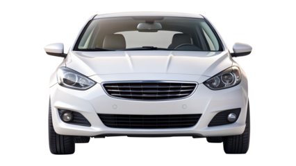 white car isolated on transparent white background, clipping path