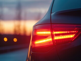 Obraz premium Car taillight at sunset