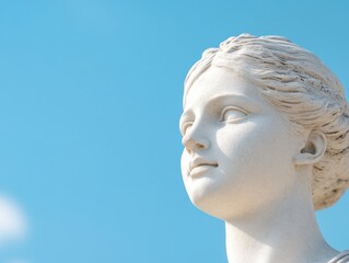Statue woman against blue sky