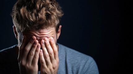 Man covering face in despair