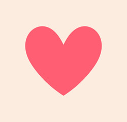 Cute heart icon in pastel red color. Vector illustration.