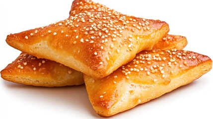 Golden sesame seed pastries delicious baked triangle treats