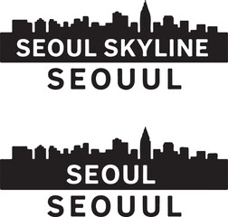 Naklejka premium Seoul Skyline Vector Silhouette DesignKorean Cityscape Art – Seoul EditionModern Seoul Tower and City VectorTraditional Meets Modern – Seoul Korea ArtExplore Seoul: Vector Silhouette of South 