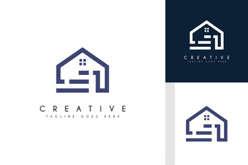 A simple and elegant logo a house with a staircase, symbolizing growth, progress, and stability. Ideal for real estate, home improvement, or architecture brands.
