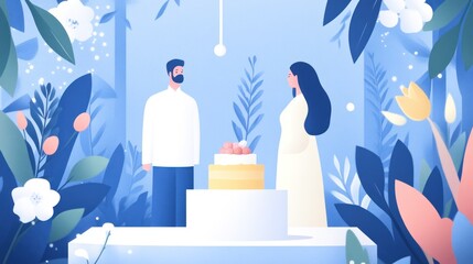 Couple Celebrating Anniversary in a Dreamy Floral Garden