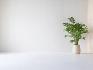 Green plant in empty room
