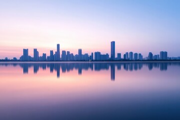 Fototapeta premium City skyline reflected on water
