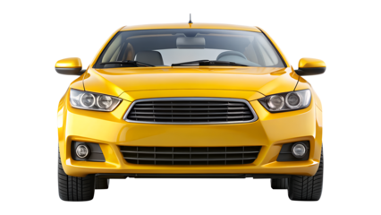 yellow car isolated on transparent white background, clipping path