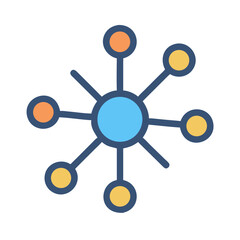 Central Node Connection Network Icon Design