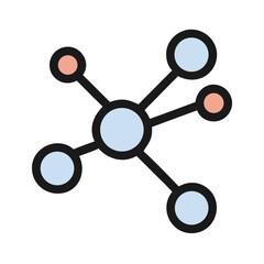 Central Node Connection Network Icon Design
