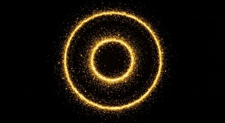 Golden Glitter Swirl Circles on Black - Sparkling golden circles, swirling glitter, cosmic energy, abstract art, elegant design. Symbolizes: infinity, energy, elegance, magic, celebration