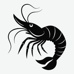 Fototapeta premium Shrimp silhouette art illustration.