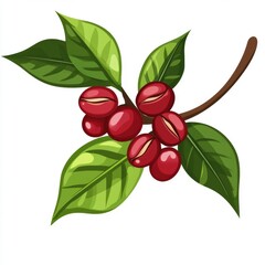Coffee branch with red berries and green leaves (1)