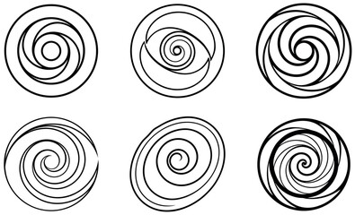 Spiral Patterns with Cosmic Elements - Abstract Black and White Designs
