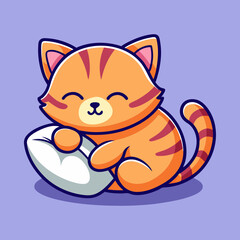 Download Cute Cat Sleeping With Pillow Cartoon Vector Icon Illustration Eps File For Design.