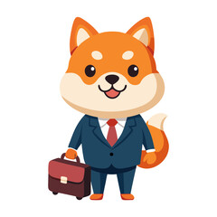 Download Cute Shiba Inu Dog Business Holding Money And Suitcase Cartoon Vector Icon Illustration Eps File For Design.