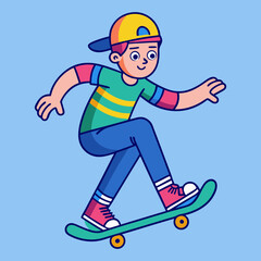 Download Playing Skateboard Cartoon Vector Icon Illustration Eps File For Design.