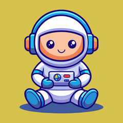 Download Cute Astronaut Gaming Cartoon Vector Icon Illustration Eps File For Design.
