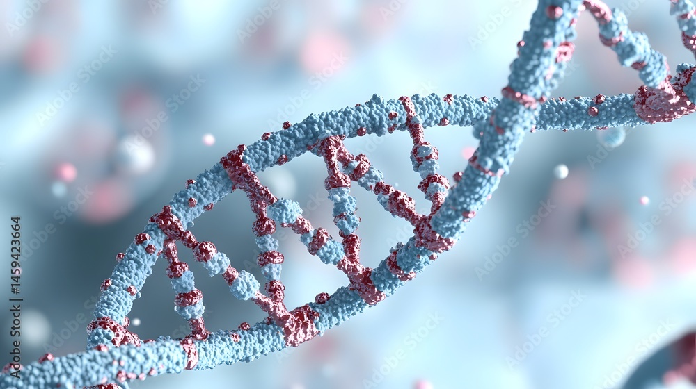 Poster 3d rendering of a dna double helix structure.