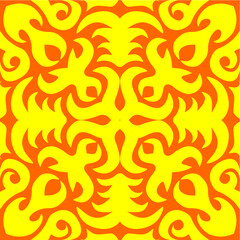 Seamless Traditional Batik Pattern – Yellow and Red Ornamental Vector Design