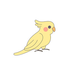 Funny Cute Doodle Parrot Bird Icon. Exotic Bird mascot Outline Design. Baby Kid Nursery Room Decoration. Positive Kawaii Adorable Cartoon Character Portrait. 