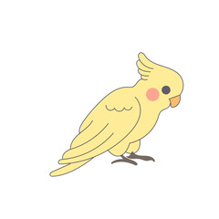 Funny Cute Doodle Parrot Bird Icon. Exotic Bird mascot Outline Design. Baby Kid Nursery Room Decoration. Positive Kawaii Adorable Cartoon Character Portrait. 