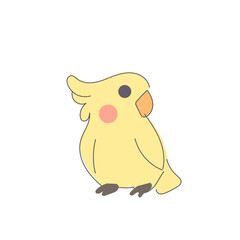 Funny Cute Doodle Parrot Bird Icon. Exotic Bird mascot Outline Design. Baby Kid Nursery Room Decoration. Positive Kawaii Adorable Cartoon Character Portrait. 